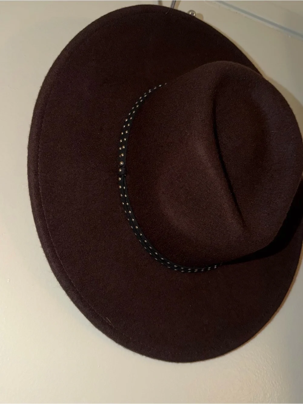 Boho Wide Brim Wool Fedora Hat in Brown